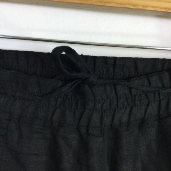 Eileen Fisher Womens Linen Cropped Pant Drawstring Waist Linen Black Size Large - Picture 3 of 16